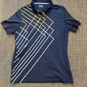 Fila Blue and Yellow Golf Polo with Geometric Pattern